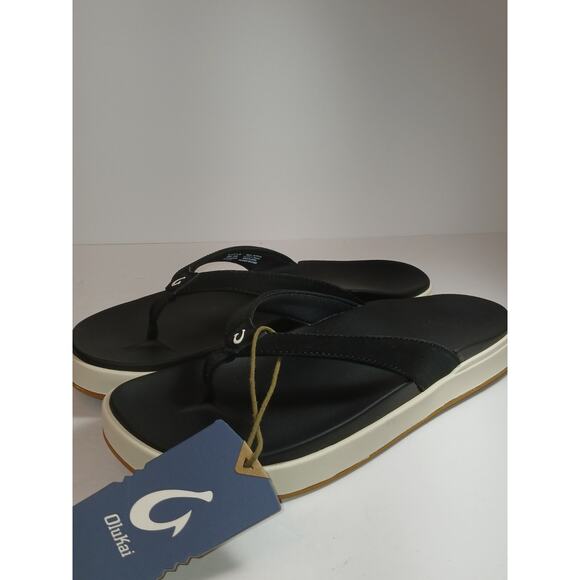 OluKai Shoes - OLUKAI WOMENS SANDALS THONG STYLE BLACK AND WHITE SIZE 10 (BRAND NEW) NO BOX